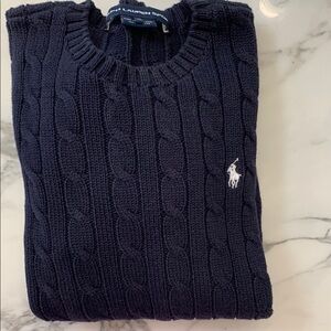 Ralph Lauren Blue Crewneck Cable-Knit Sweater